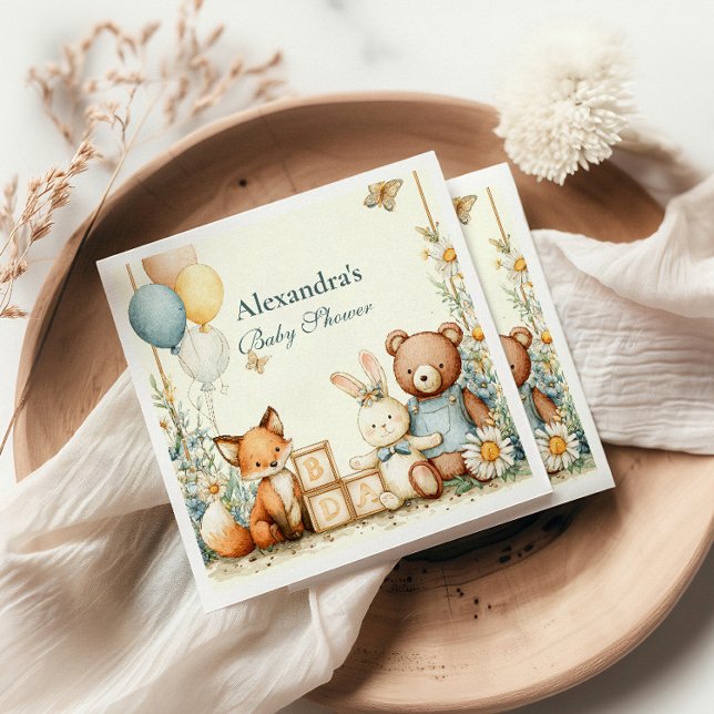 Woodland Baby Friends Baby Shower Napkin (Creator Uploaded)