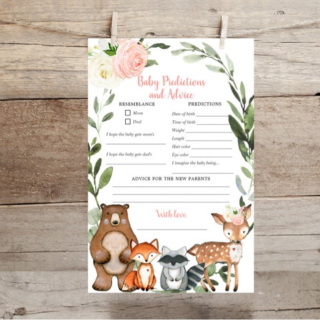 Woodland baby girl predictions and advice card (Creator Uploaded)