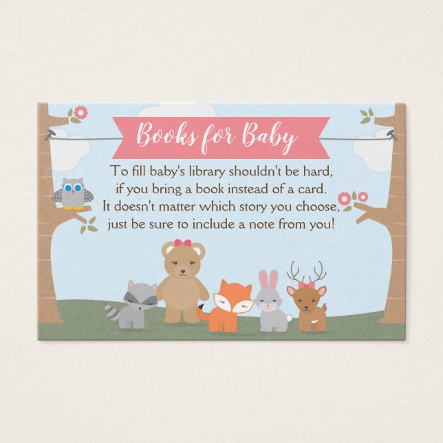Woodland Baby Girl Shower Bring a Book Instead (Front)