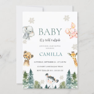 Woodland Baby It's Cold Outside Baby Shower Invitation