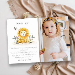 Woodland Baby Lion Foliage Photo Any Age Birthday Thank You Card