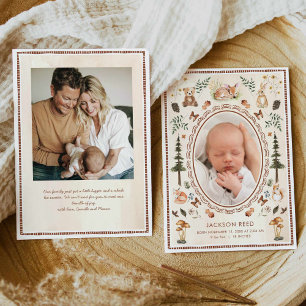 Woodland Baby Photo Birth Announcement 