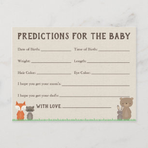 Woodland Baby Predictions Cards for Baby Shower