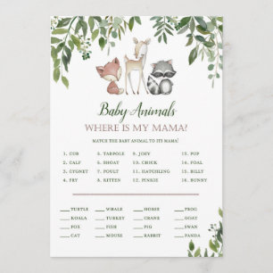 Woodland Baby Shower Baby Animals Game 5x7 Invitation
