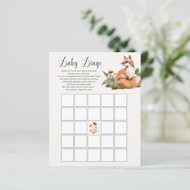 Woodland Baby Shower Bingo Game (Standing Front)