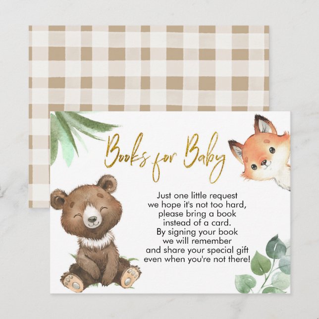 Woodland Baby Shower Books for Baby Invitation Postcard (Front/Back)