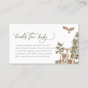 Woodland Baby Shower Books for Baby Shower Business Card
