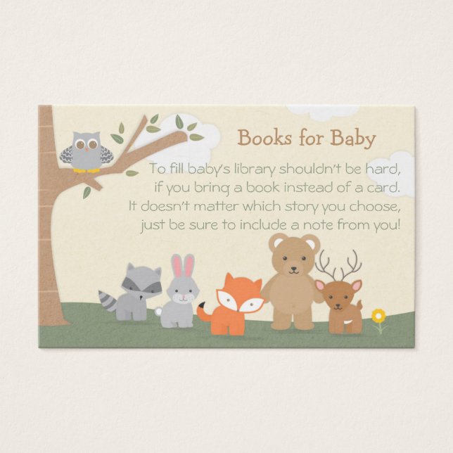 Woodland Baby Shower Bring a Book Request (Front)