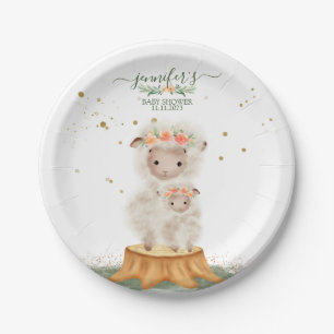 Woodland baby shower celebration party Sheep Paper Plate