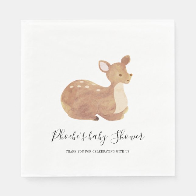 Woodland Baby Shower Chic Deer Custom Napkin (Front)