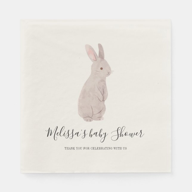 Woodland Baby Shower Chic Rabbit Custom Napkin (Front)