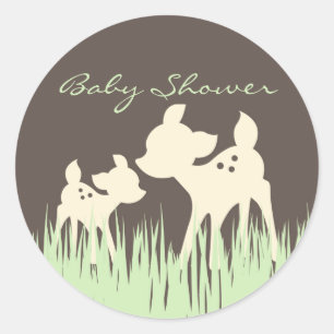 Woodland Baby Shower Classic Round Sticker
