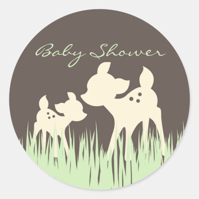 Woodland Baby Shower Classic Round Sticker (Front)