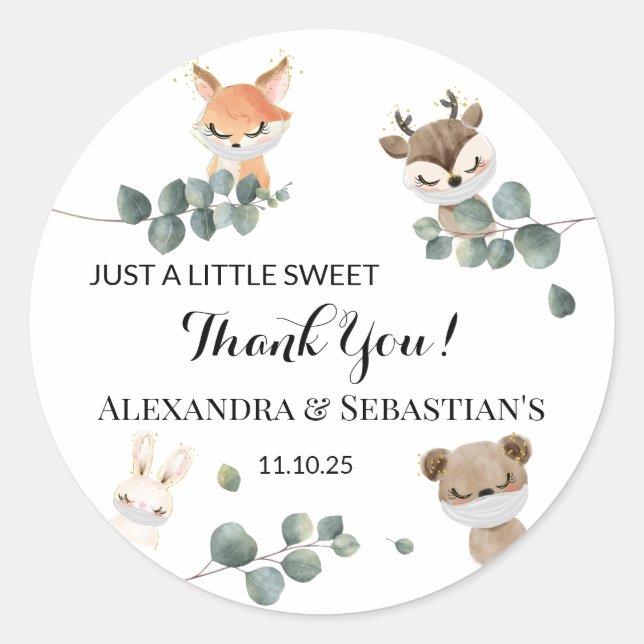 Woodland Baby Shower Classic Round Sticker (Front)