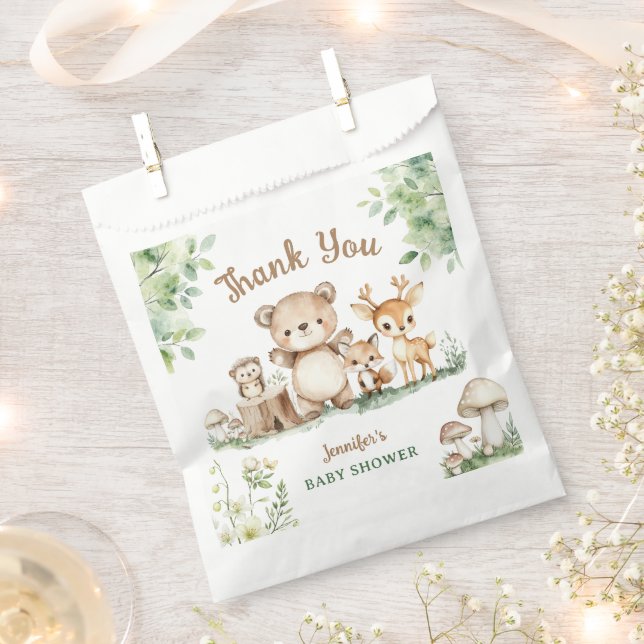Woodland Baby Shower Cute Animal Forest Favour Bags (Clipped)