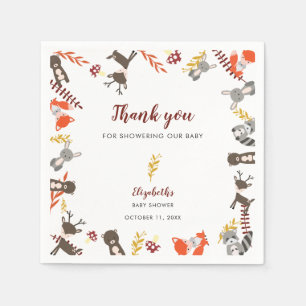 Woodland Baby Shower Cute Forest Thank you Fall Napkin