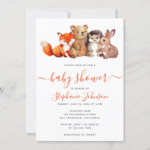 Woodland Baby Shower Cute Watercolor Animals