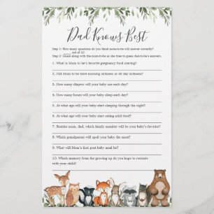 Woodland Baby Shower Dad Knows Best Game