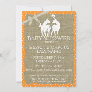 Woodland Baby Shower Deer and Burlap Invitation