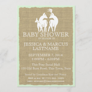 Woodland Baby Shower Deer and Burlap Invitation