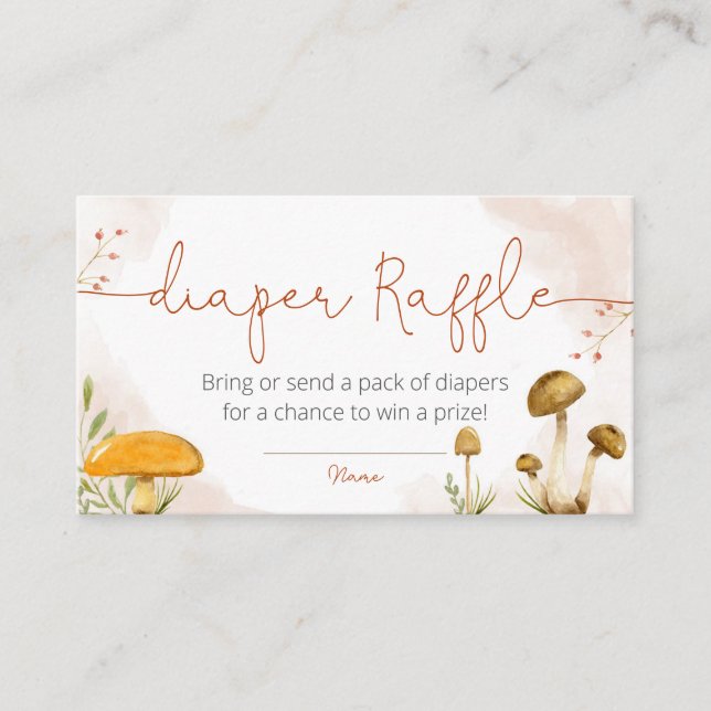 Woodland baby shower diaper raffle card (Front)