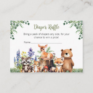 Woodland Baby Shower Diaper Raffle Card