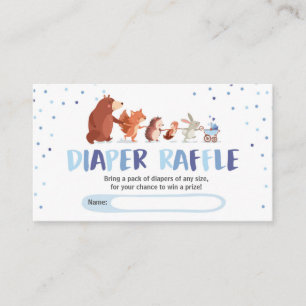 Woodland Baby Shower Diaper Raffle Card Boy Blue