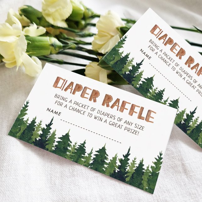 Woodland Baby Shower Diaper Raffle Enclosure Card (Creator Uploaded)