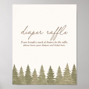 Woodland Baby Shower Diaper Raffle Sign