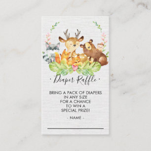 Woodland Baby Shower Diaper Raffle Ticket Enclosure Card