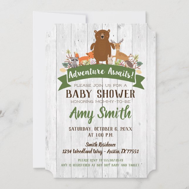 Woodland Baby Shower Fall Rustic Invitation (Front)