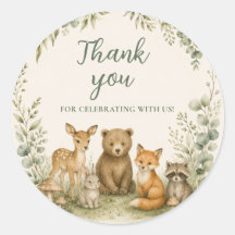 Woodland Baby Shower Favor Sticker