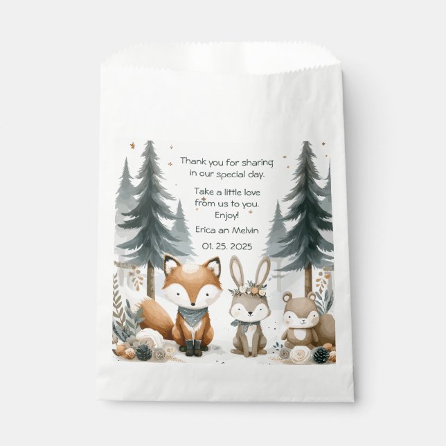 Woodland Baby Shower Favour Bags (Front)