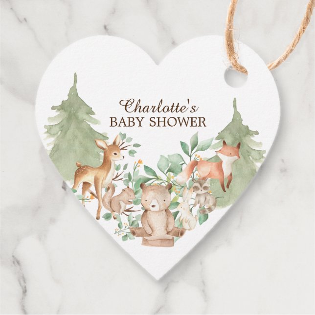 Woodland Baby Shower Favour Gift Tag (Back)