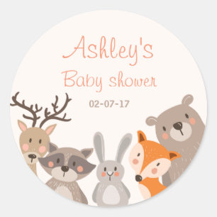Woodland baby shower favour tag Sticker Animals Fo