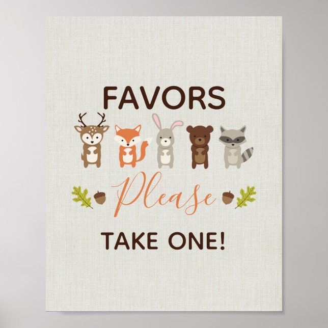 Woodland Baby Shower Favours Please Take One Sign (Front)