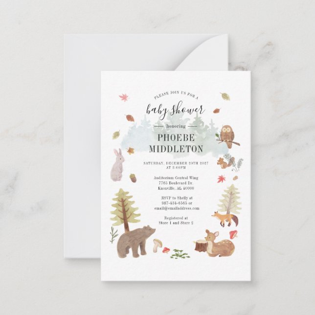 Woodland Baby Shower Forest Animals Card (Front)