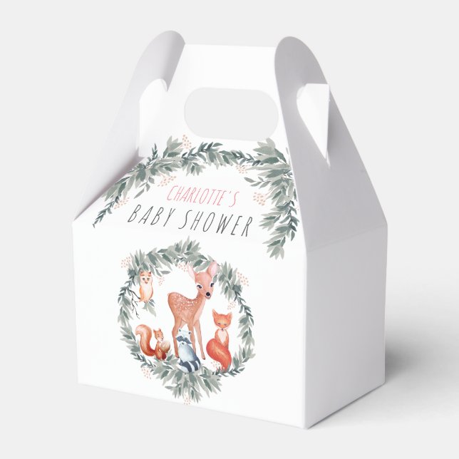 Woodland Baby Shower Forest Animals Girl Favour Bo Favour Box (Front Side)