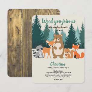 Woodland Baby Shower Forest Animals Greenery Invit Invitation