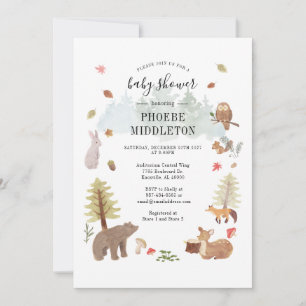 Woodland Baby Shower Forest Animals Invitation