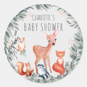 Woodland Baby Shower Forest Animals Sticker