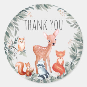 Woodland Baby Shower Forest Animals Sticker