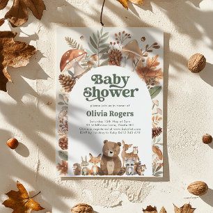 Woodland Baby Shower Fox Deer Bear Gender Neutral Invitation