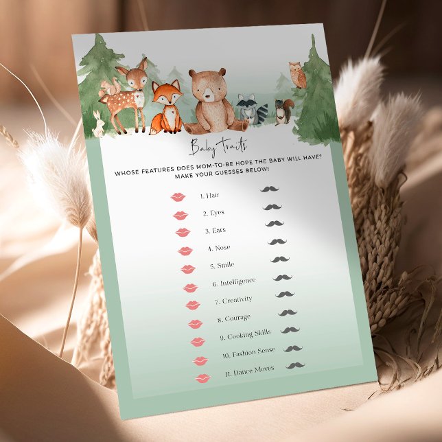 Woodland Baby Shower Game Baby Traits (Creator Uploaded)
