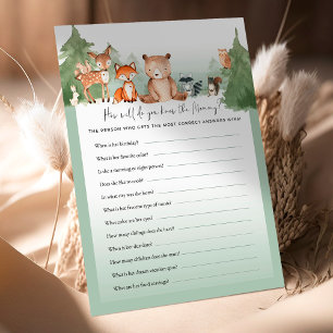 Woodland Baby Shower Game Do You Know Mummy?