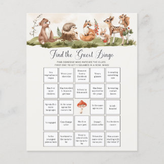 Woodland Baby Shower Game - Find the Guest Bingo