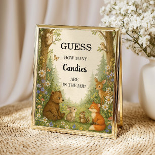 Woodland Baby Shower Game Guess How Many Candies Poster