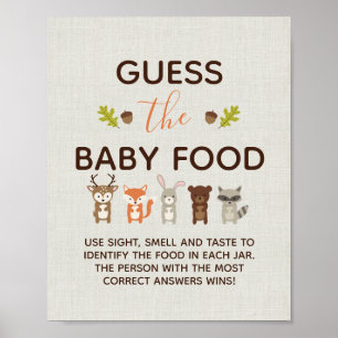 Woodland Baby Shower Game - Guess the Baby Food Po Poster