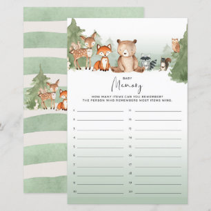 Woodland Baby Shower Game Memory
