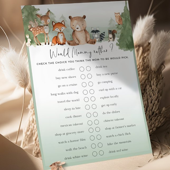Woodland Baby Shower Game Would Mummy Rather? (Creator Uploaded)